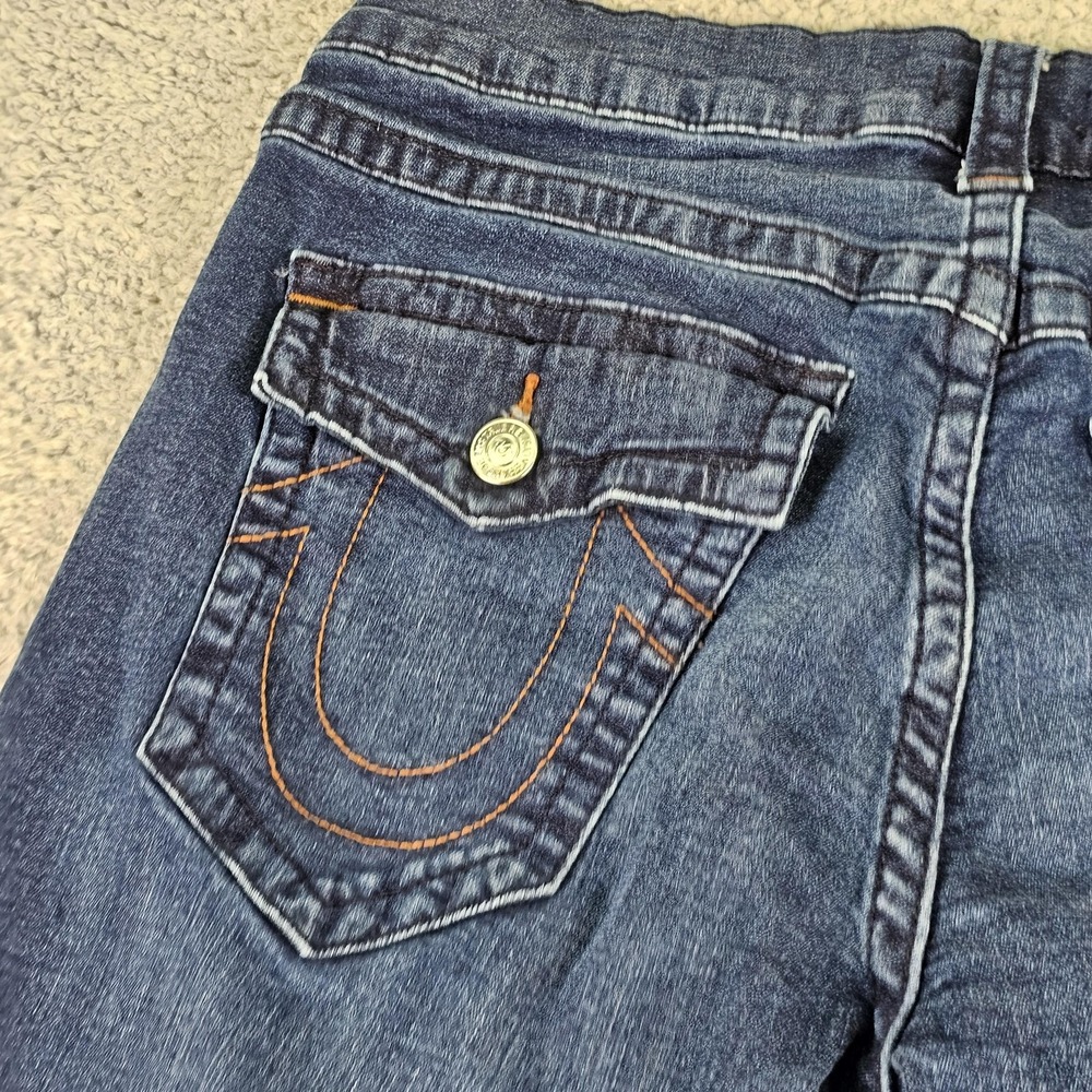 True Religion Rocco Jeans Mens 38 Blue Relaxed Skinny Denim Flap Pockets Stretch - Picture 13 of 14